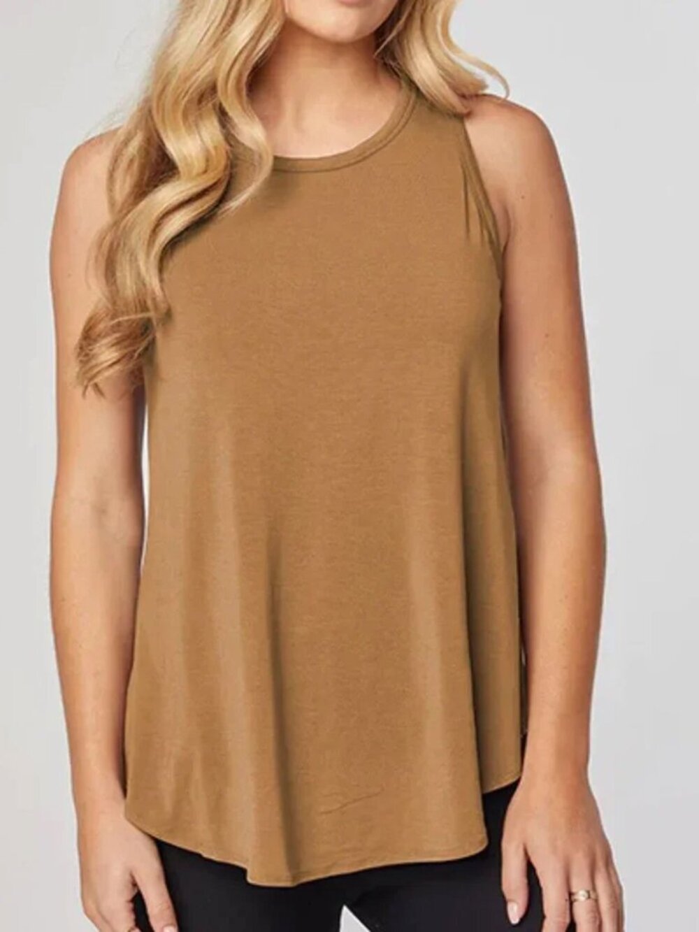 Shebird Freedom Racerback Tank in Caramel Brown Mustard Yellow size 8
